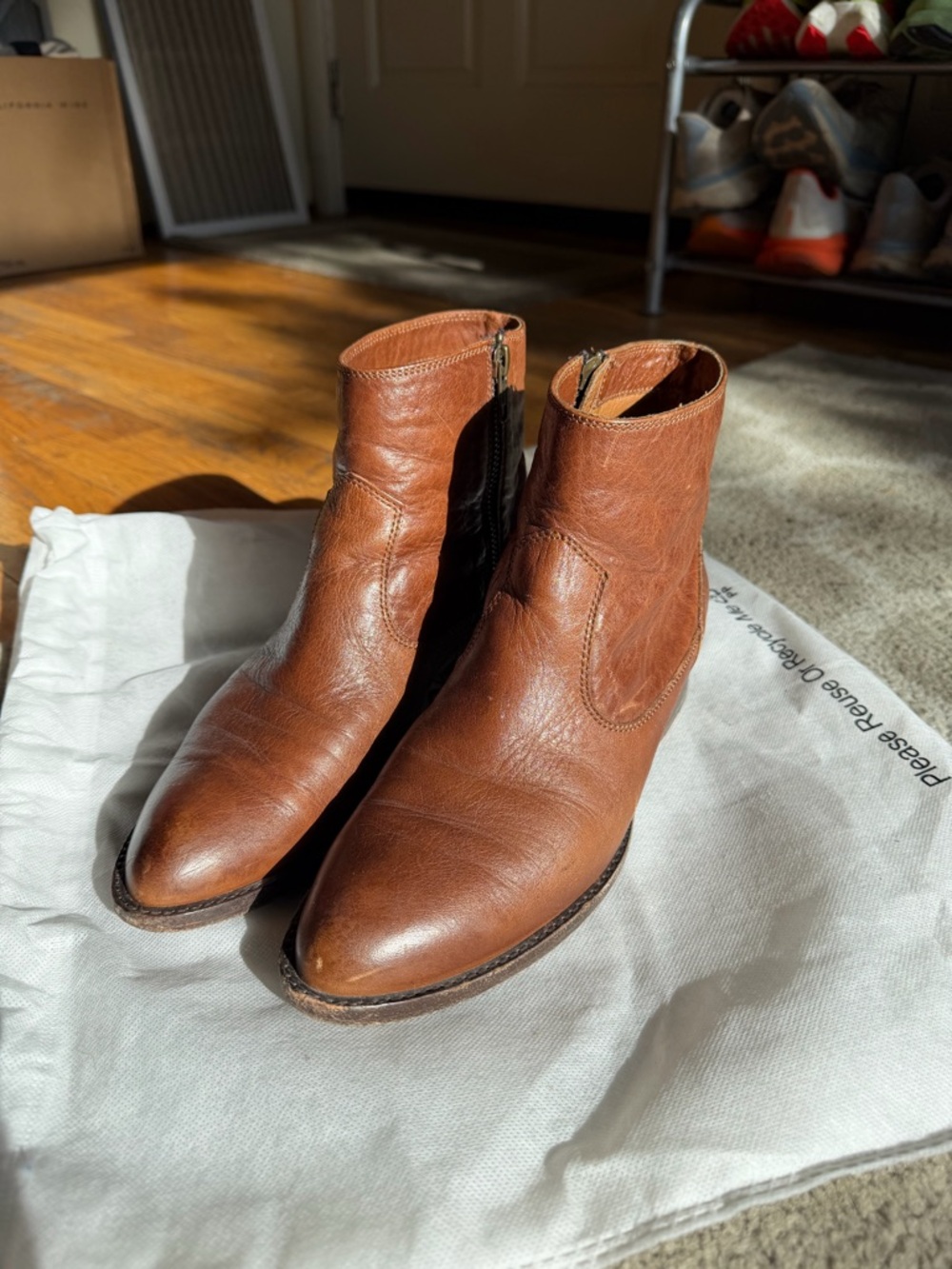 FRYE cognac leather boots